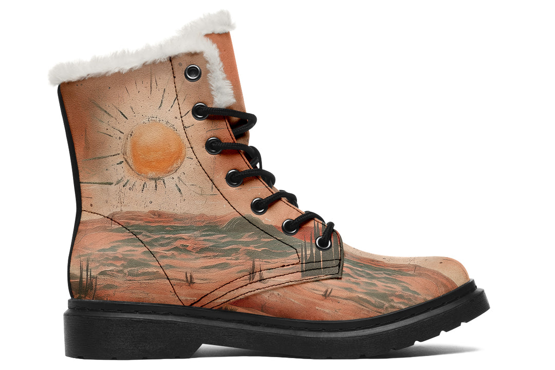 Terracotta Glow Winter Boots - Warm Micro-Suede Doc-Style Boots Lined with Vegan Wool