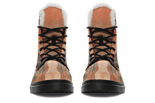 Terracotta Glow Winter Boots - Warm Micro-Suede Doc-Style Boots Lined with Vegan Wool