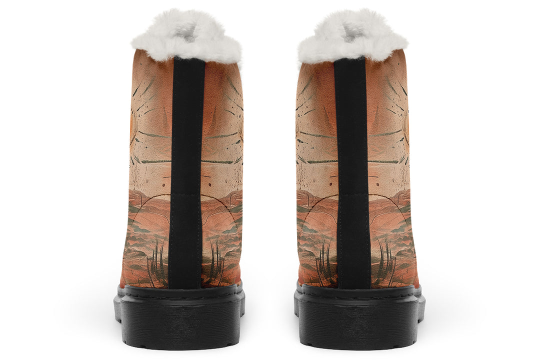 Terracotta Glow Winter Boots - Warm Micro-Suede Doc-Style Boots Lined with Vegan Wool