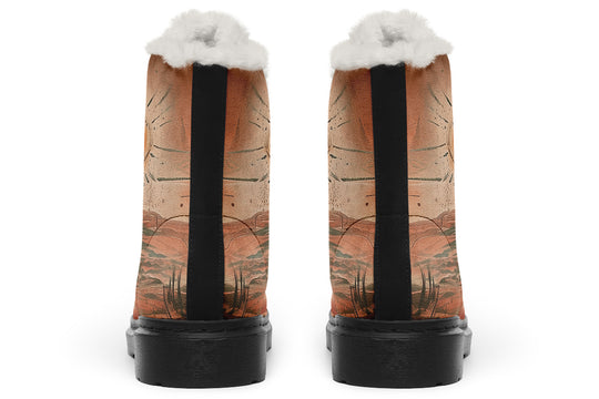 Terracotta Glow Winter Boots - Warm Micro-Suede Doc-Style Boots Lined with Vegan Wool