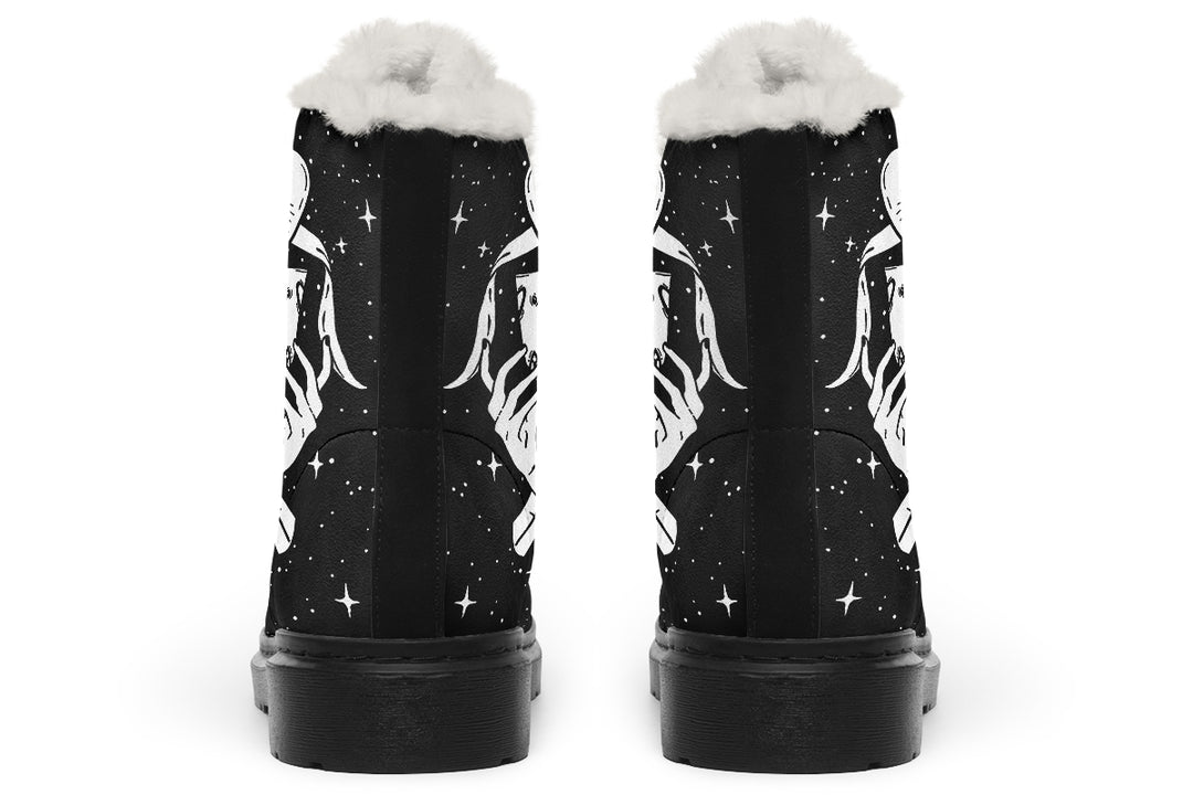 The Lovers Tarot Winter Boots - Warm Micro-Suede Doc-Style Boots Lined with Vegan Wool