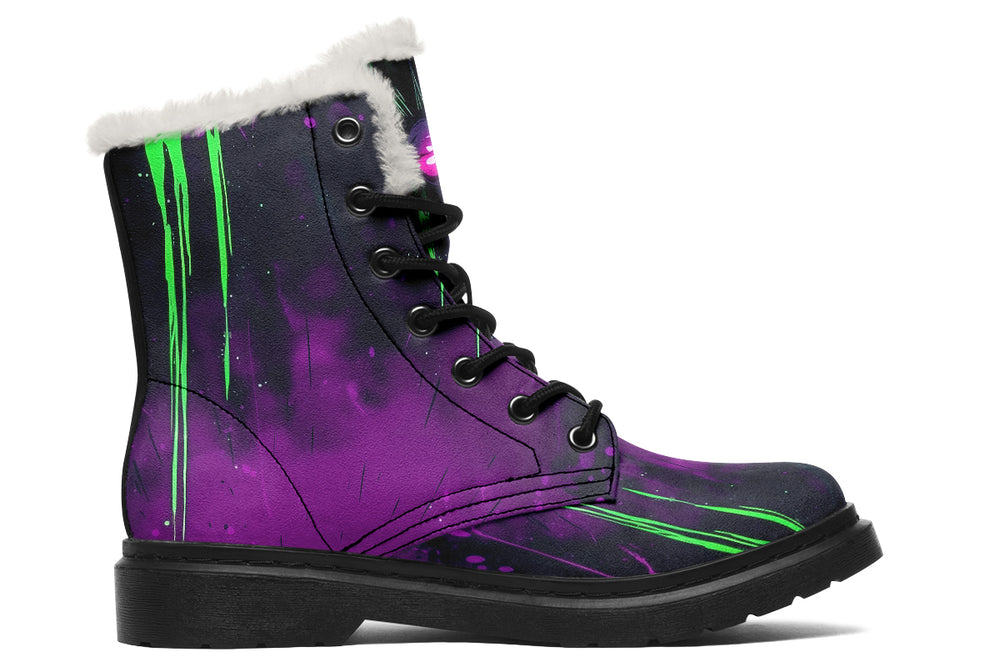 The Marked Winter Boots - Warm Micro-Suede Doc-Style Boots Lined with Vegan Wool