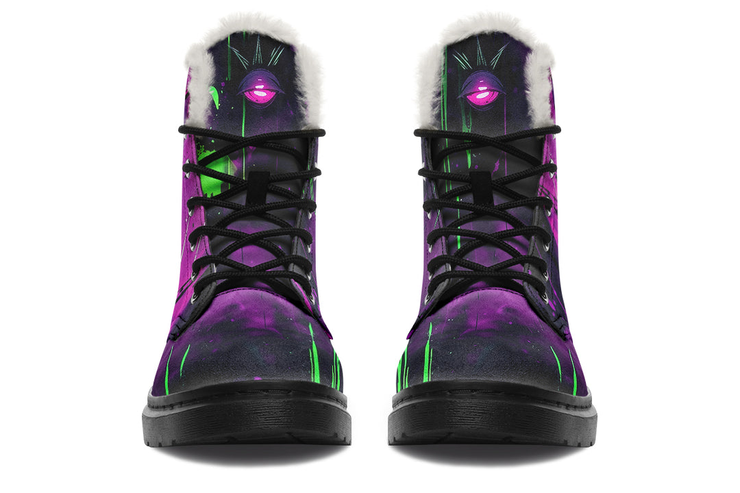 The Marked Winter Boots - Warm Micro-Suede Doc-Style Boots Lined with Vegan Wool
