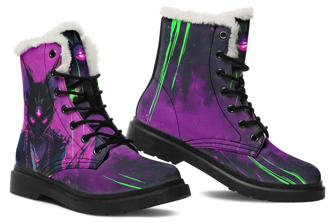The Marked Winter Boots - Warm Micro-Suede Doc-Style Boots Lined with Vegan Wool