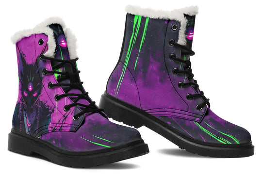 The Marked Winter Boots - Warm Micro-Suede Doc-Style Boots Lined with Vegan Wool