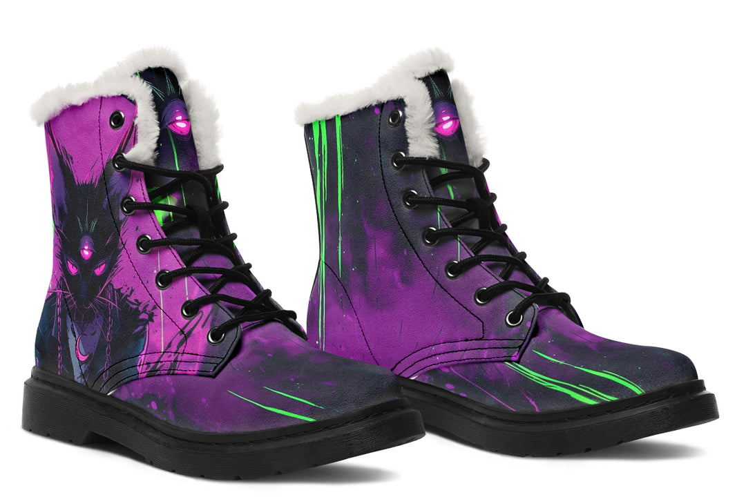 The Marked Winter Boots - Warm Micro-Suede Doc-Style Boots Lined with Vegan Wool