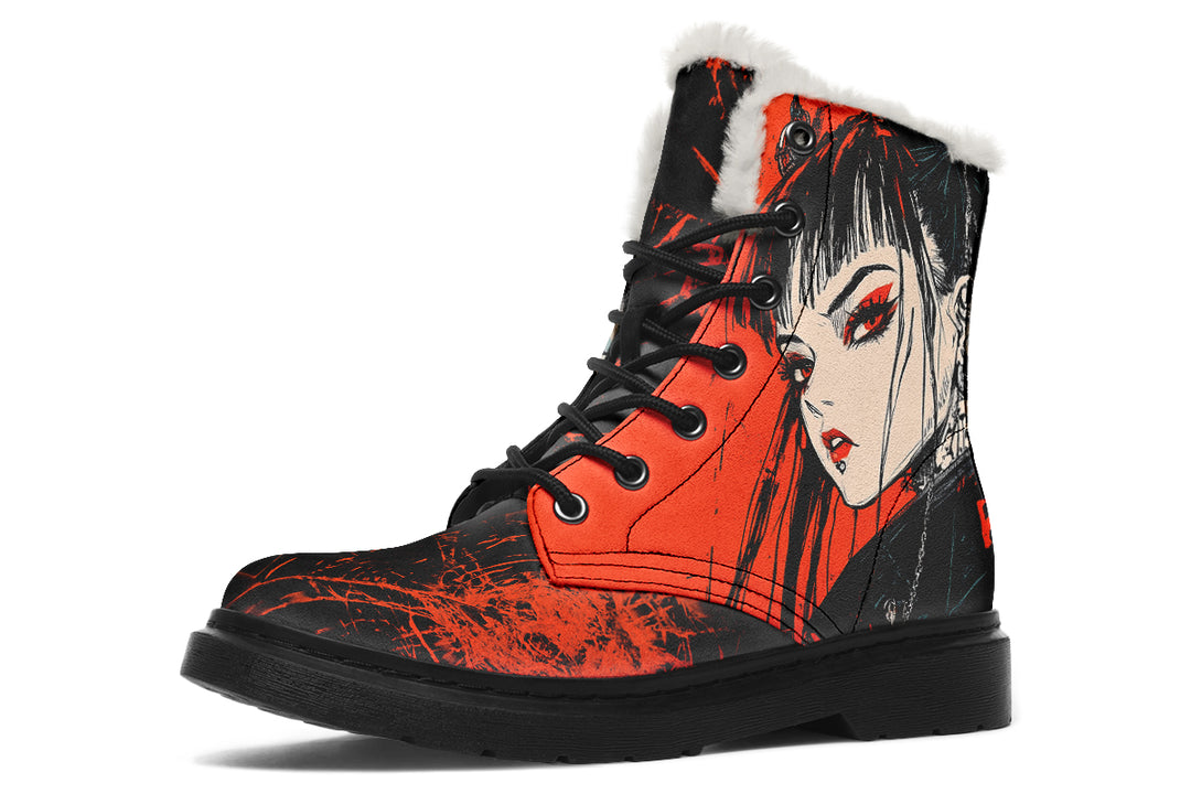 The Redline Winter Boots - Warm Micro-Suede Doc-Style Boots Lined with Vegan Wool