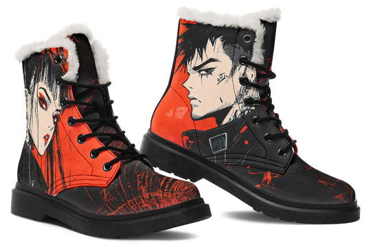 The Redline Winter Boots - Warm Micro-Suede Doc-Style Boots Lined with Vegan Wool