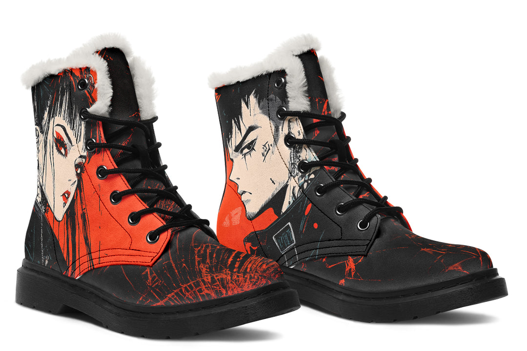 The Redline Winter Boots - Warm Micro-Suede Doc-Style Boots Lined with Vegan Wool