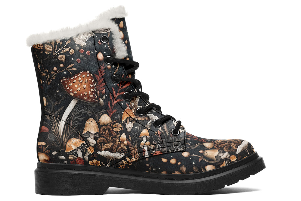 Toadstool Harvest Winter Boots - Warm Micro-Suede Doc-Style Boots Lined with Vegan Wool