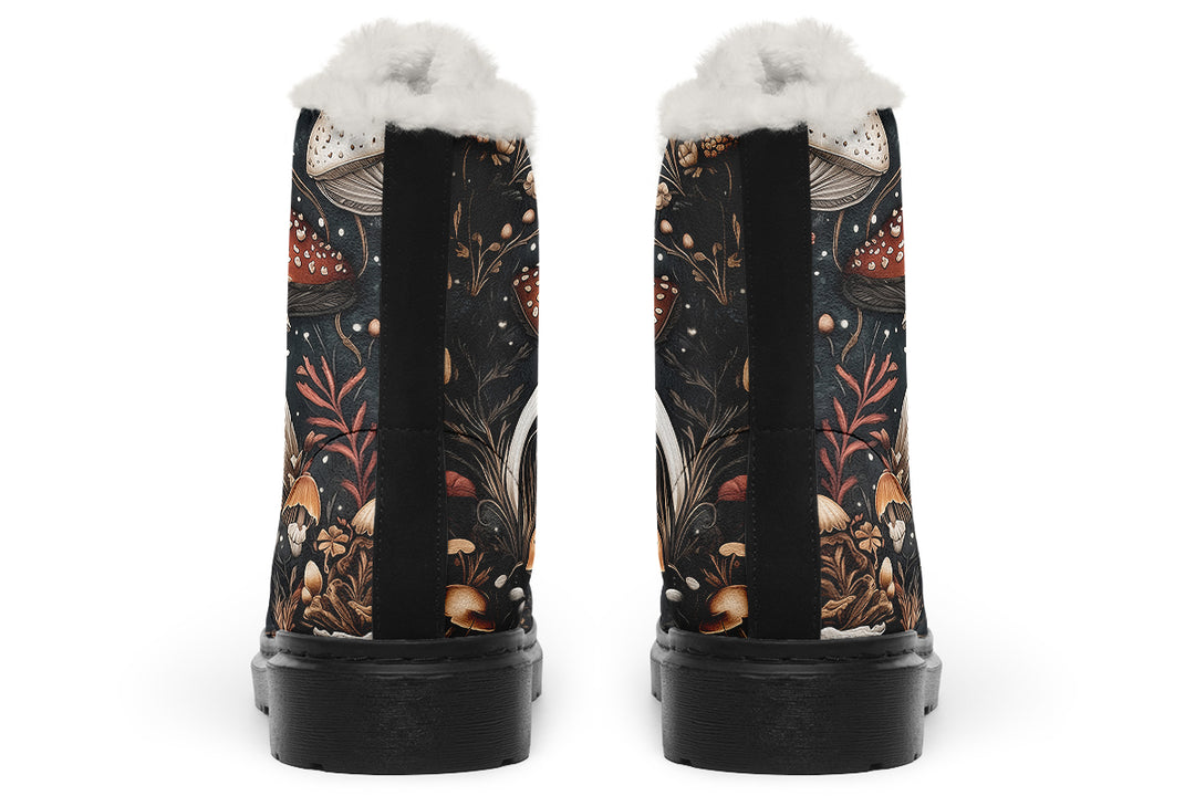 Toadstool Harvest Winter Boots - Warm Micro-Suede Doc-Style Boots Lined with Vegan Wool