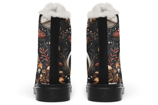 Toadstool Harvest Winter Boots - Warm Micro-Suede Doc-Style Boots Lined with Vegan Wool