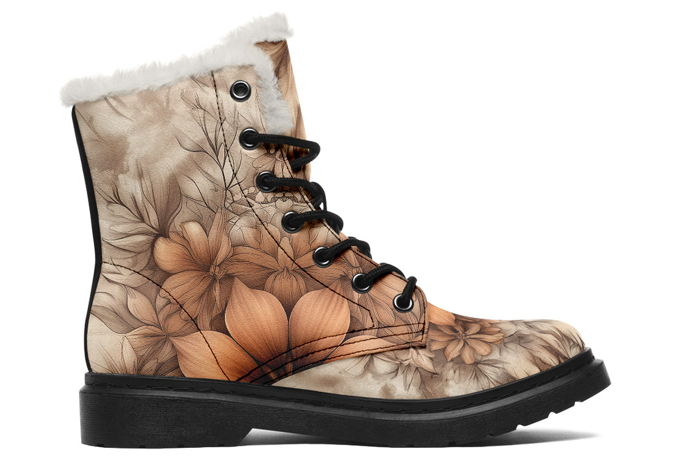 Totemwolf Mandala Winter Boots - Warm Micro-Suede Doc-Style Boots Lined with Vegan Wool