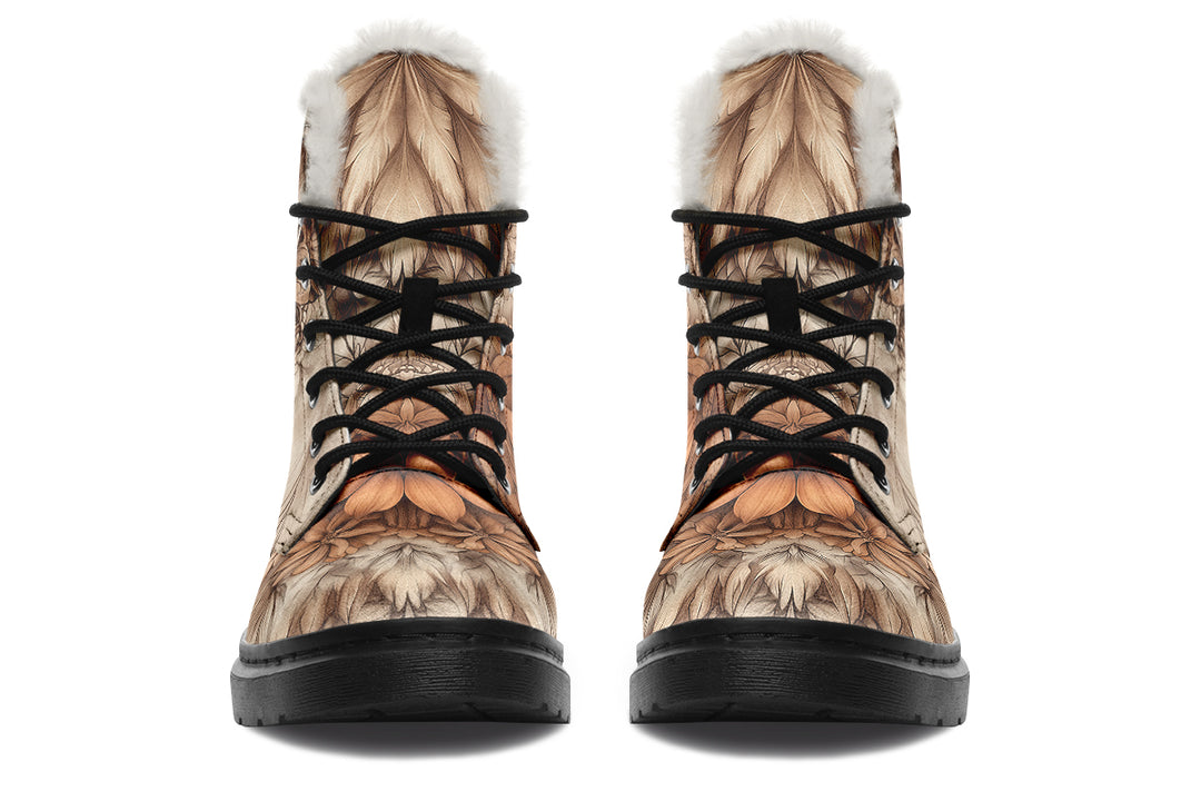 Totemwolf Mandala Winter Boots - Warm Micro-Suede Doc-Style Boots Lined with Vegan Wool