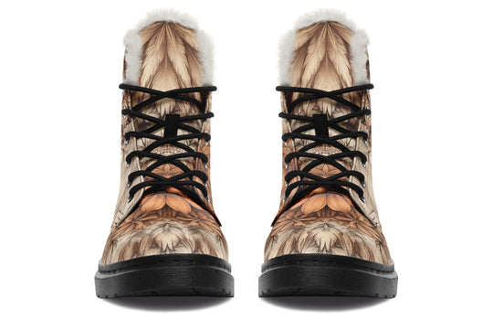 Totemwolf Mandala Winter Boots - Warm Micro-Suede Doc-Style Boots Lined with Vegan Wool