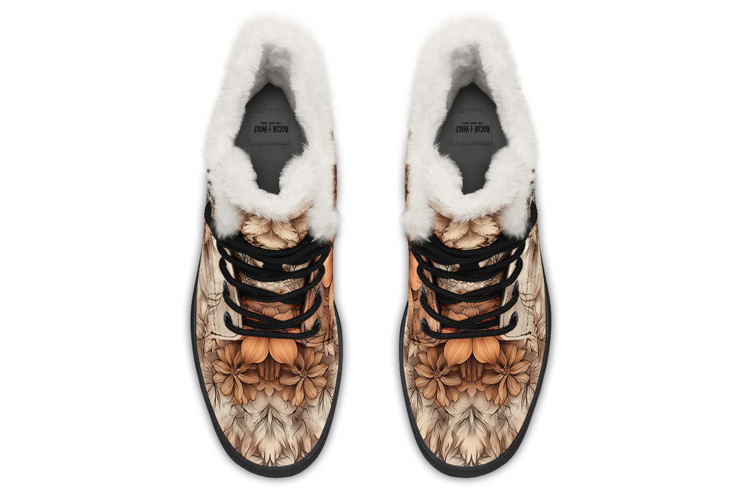 Totemwolf Mandala Winter Boots - Warm Micro-Suede Doc-Style Boots Lined with Vegan Wool