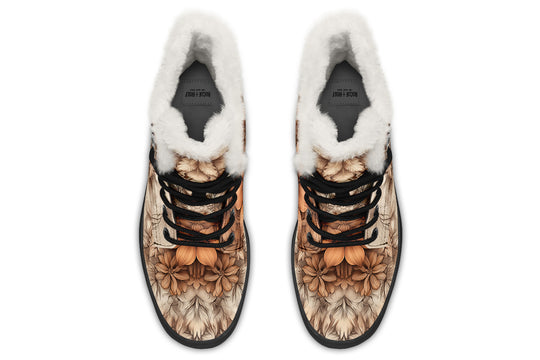 Totemwolf Mandala Winter Boots - Warm Micro-Suede Doc-Style Boots Lined with Vegan Wool