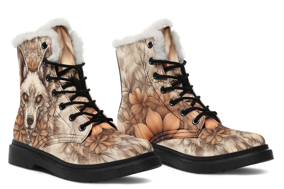 Totemwolf Mandala Winter Boots - Warm Micro-Suede Doc-Style Boots Lined with Vegan Wool