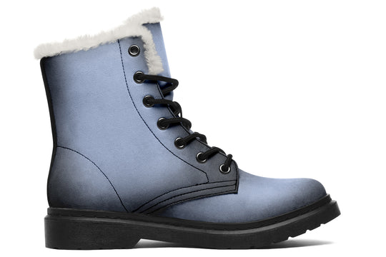 Twilight Blue Winter Boots - Warm Micro-Suede Doc-Style Boots Lined with Vegan Wool