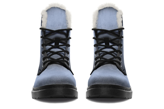 Twilight Blue Winter Boots - Warm Micro-Suede Doc-Style Boots Lined with Vegan Wool