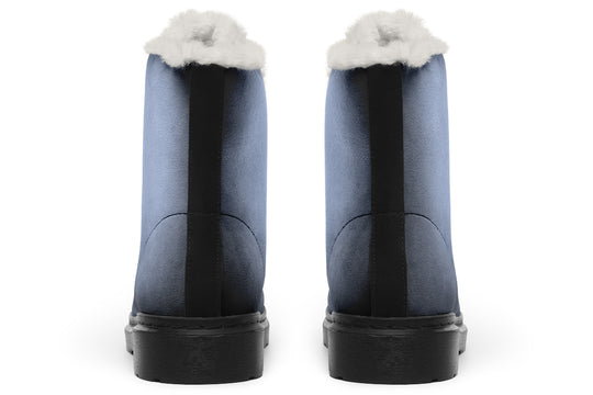 Twilight Blue Winter Boots - Warm Micro-Suede Doc-Style Boots Lined with Vegan Wool