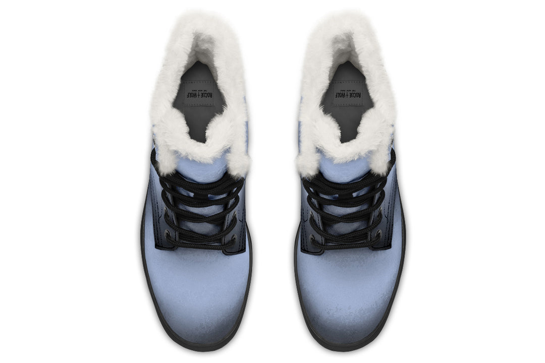 Twilight Blue Winter Boots - Warm Micro-Suede Doc-Style Boots Lined with Vegan Wool