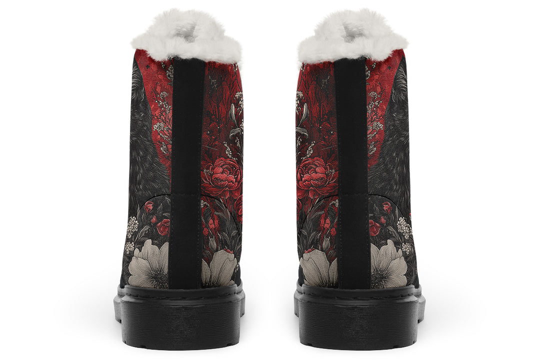 Twilight Cat Winter Boots - Warm Micro-Suede Doc-Style Boots Lined with Vegan Wool