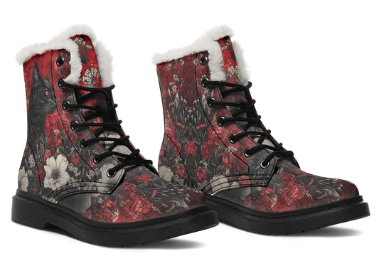 Twilight Cat Winter Boots - Warm Micro-Suede Doc-Style Boots Lined with Vegan Wool