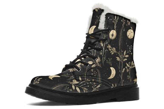 Twilight Garden Winter Boots - Warm Micro-Suede Doc-Style Boots Lined with Vegan Wool