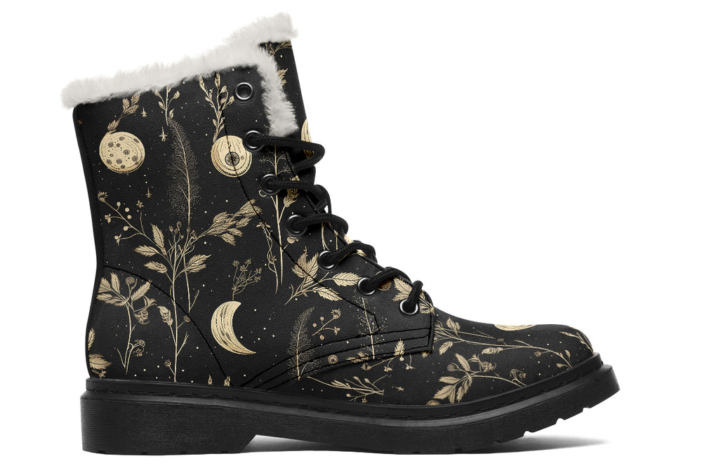 Twilight Garden Winter Boots - Warm Micro-Suede Doc-Style Boots Lined with Vegan Wool