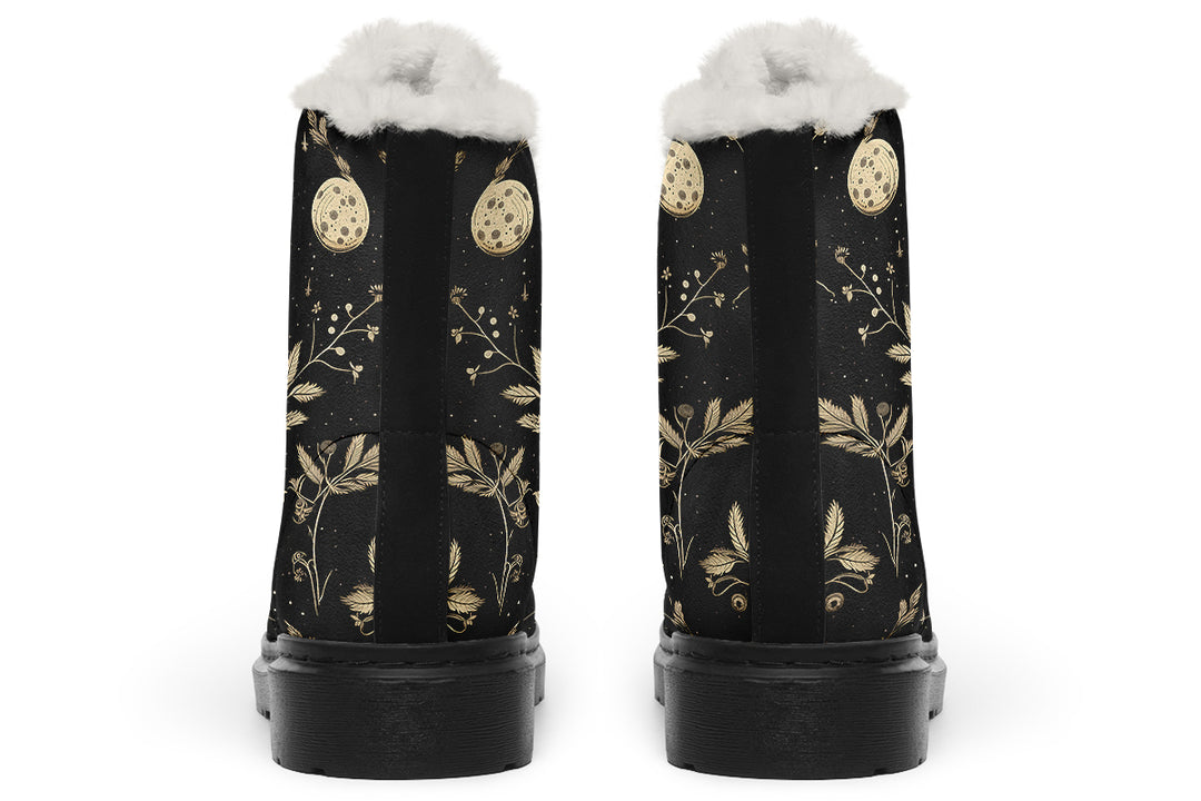 Twilight Garden Winter Boots - Water Resistant Winter Boots Durable Nylon Vibrant Print Synthetic Wool Fur