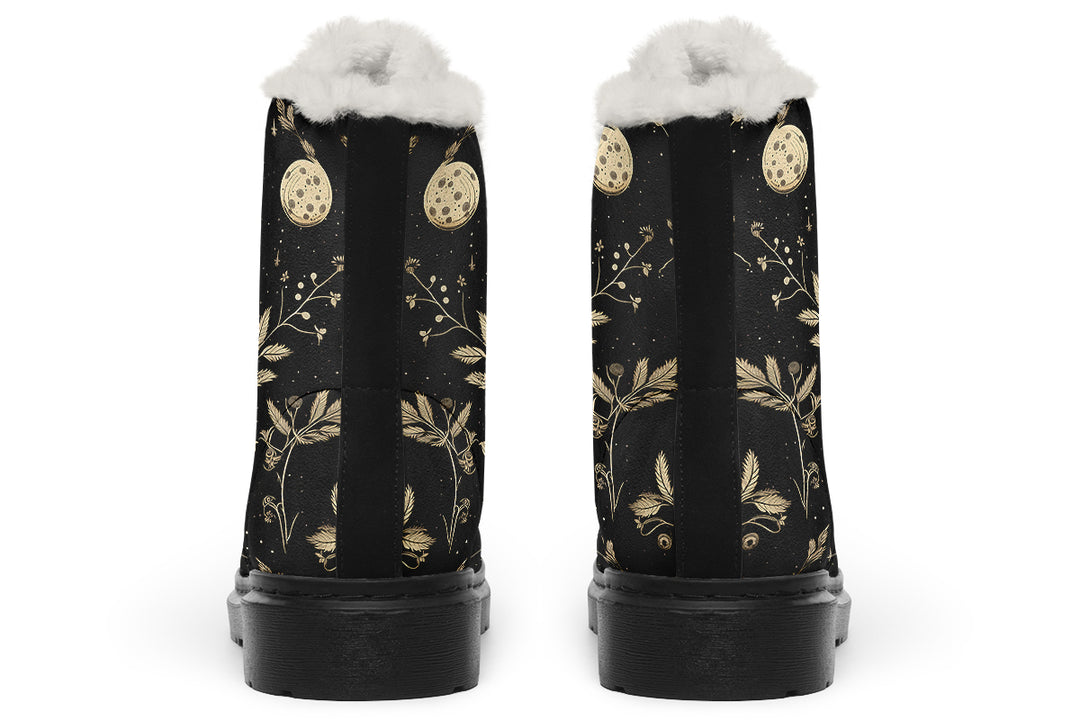 Twilight Garden Winter Boots - Warm Micro-Suede Doc-Style Boots Lined with Vegan Wool