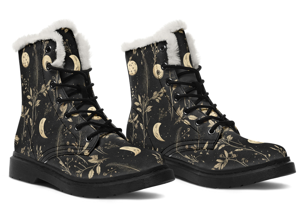 Twilight Garden Winter Boots - Warm Micro-Suede Doc-Style Boots Lined with Vegan Wool