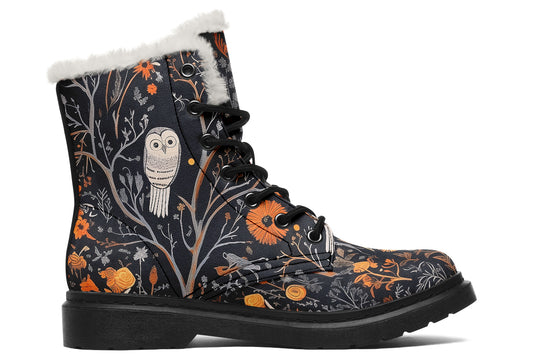 Twilight Watcher Winter Boots - Warm Micro-Suede Doc-Style Boots Lined with Vegan Wool