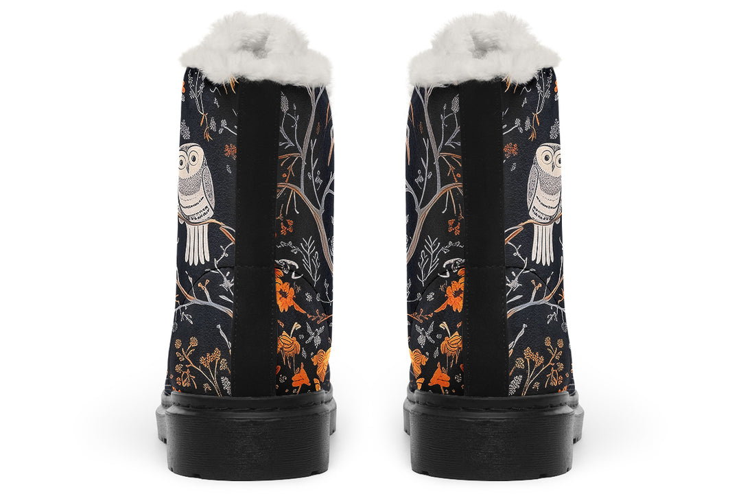 Twilight Watcher Winter Boots - Warm Micro-Suede Doc-Style Boots Lined with Vegan Wool