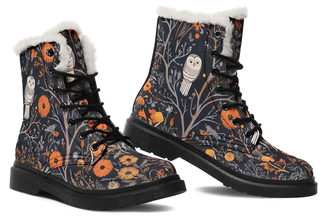 Twilight Watcher Winter Boots - Warm Micro-Suede Doc-Style Boots Lined with Vegan Wool