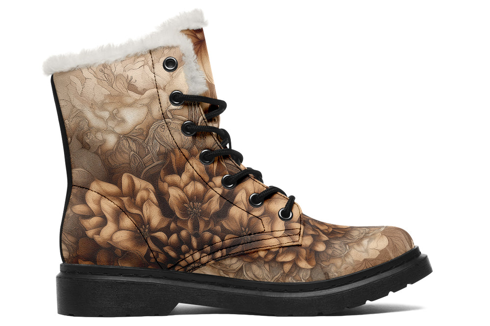 Veilmouse Mandala Winter Boots - Warm Micro-Suede Doc-Style Boots Lined with Vegan Wool