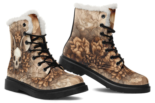 Veilmouse Mandala Winter Boots - Warm Micro-Suede Doc-Style Boots Lined with Vegan Wool