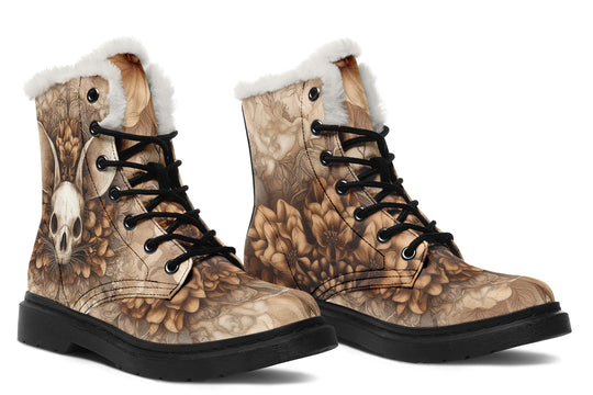 Veilmouse Mandala Winter Boots - Warm Micro-Suede Doc-Style Boots Lined with Vegan Wool