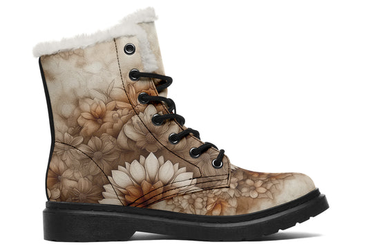 Veiltusk Mandala Winter Boots - Warm Micro-Suede Doc-Style Boots Lined with Vegan Wool