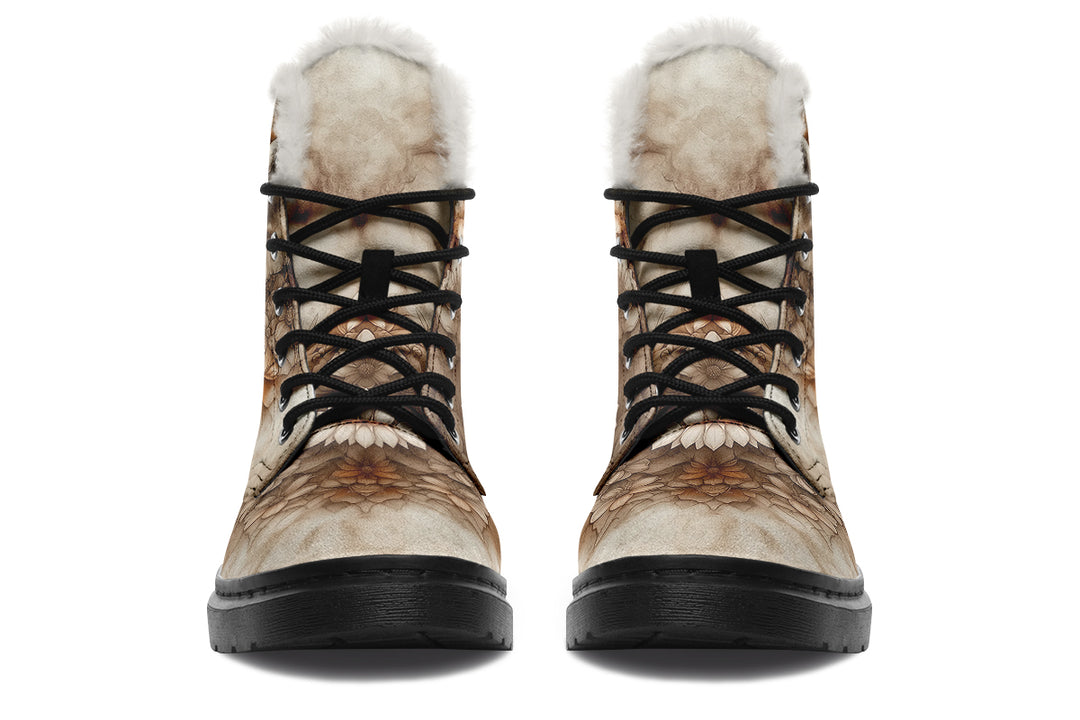 Veiltusk Mandala Winter Boots - Warm Micro-Suede Doc-Style Boots Lined with Vegan Wool