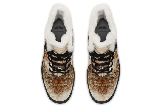 Veiltusk Mandala Winter Boots - Warm Micro-Suede Doc-Style Boots Lined with Vegan Wool