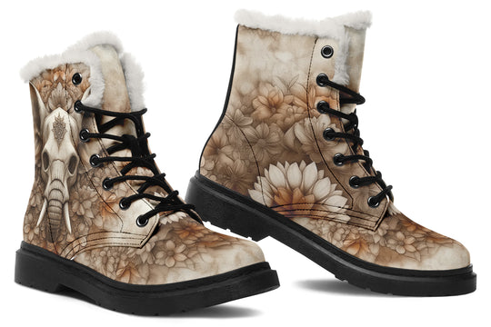 Veiltusk Mandala Winter Boots - Warm Micro-Suede Doc-Style Boots Lined with Vegan Wool