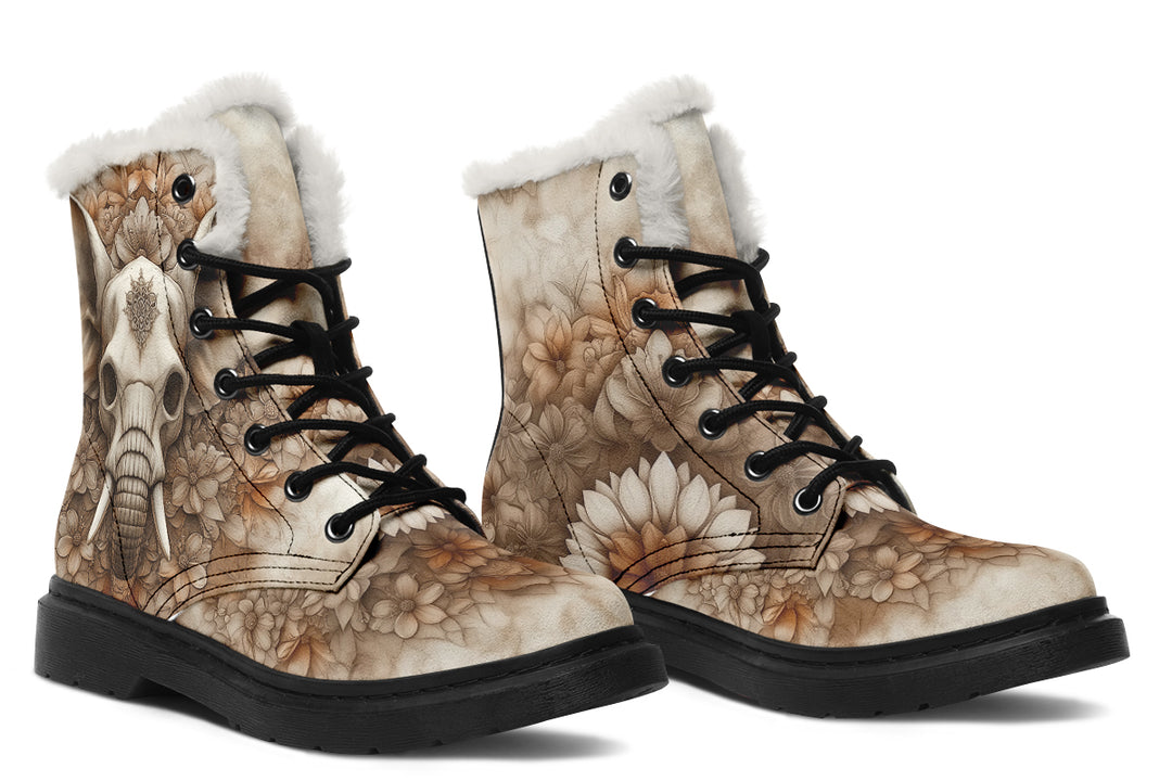 Veiltusk Mandala Winter Boots - Warm Micro-Suede Doc-Style Boots Lined with Vegan Wool