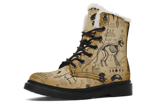 Velum Cat Study Winter Boots - Warm Micro-Suede Doc-Style Boots Lined with Vegan Wool