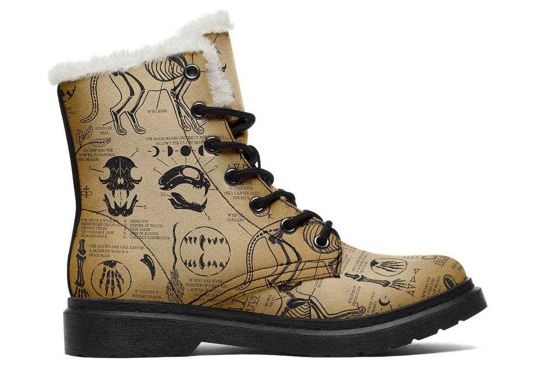 Velum Cat Study Winter Boots - Warm Micro-Suede Doc-Style Boots Lined with Vegan Wool