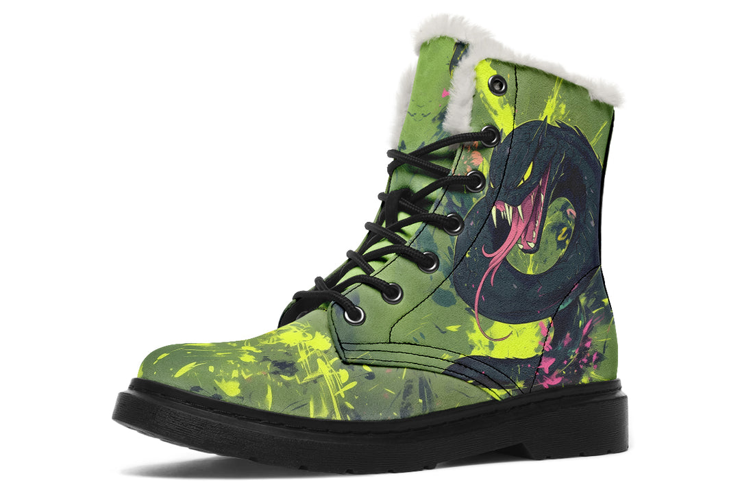 Venom Winter Boots - Warm Micro-Suede Doc-Style Boots Lined with Vegan Wool