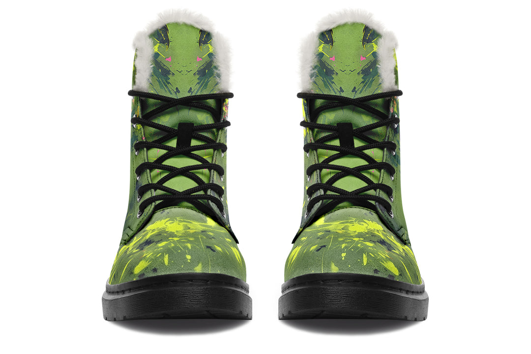 Venom Winter Boots - Warm Micro-Suede Doc-Style Boots Lined with Vegan Wool