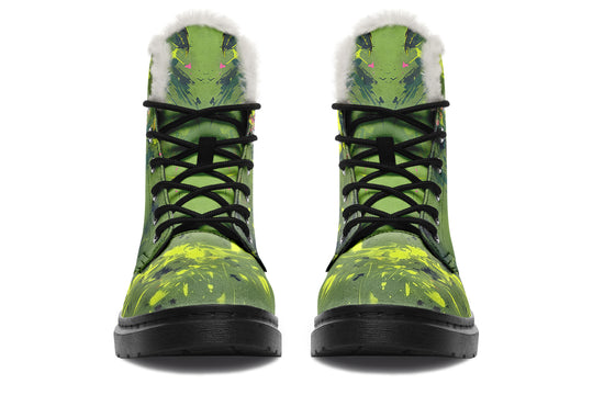 Venom Winter Boots - Warm Micro-Suede Doc-Style Boots Lined with Vegan Wool