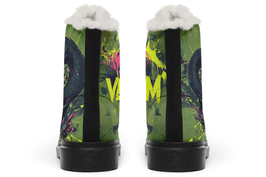 Venom Winter Boots - Warm Micro-Suede Doc-Style Boots Lined with Vegan Wool